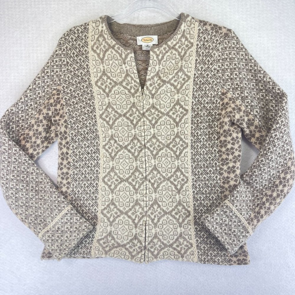 Talbots Beige and Cream Patterned Sweater Medium